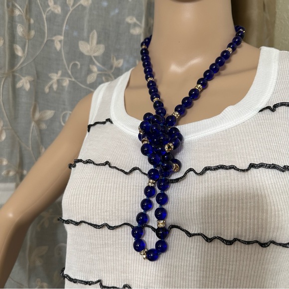 Vintage Murano glass necklace with handmade blue and golden - Picture 3 of 10